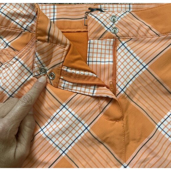 Slazenger Womens Orange Golf Mini Skort Plaid Size 8 5-Pockets A121 - Picture 2 of 8